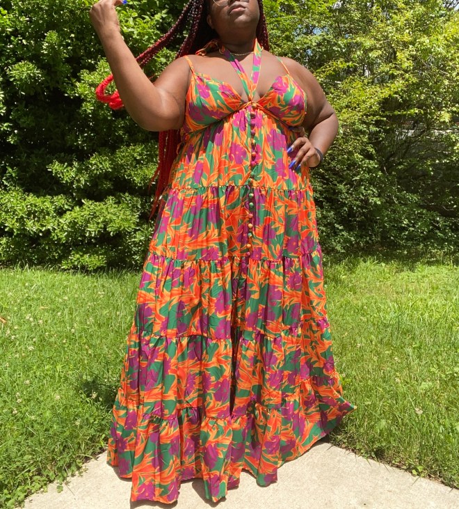 plus-size woman in Eden dress by Styles of a Curvy Girl